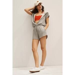 Spiritual Gangster Peyton Grey Hoodie Romper Short Sleeve Zip Front Women Medium